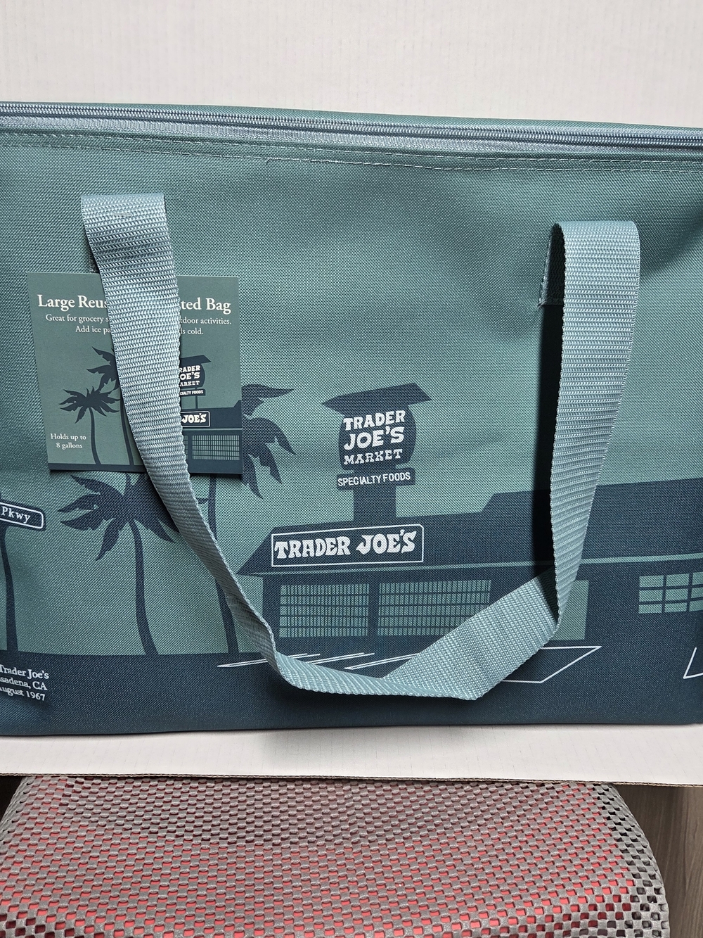 Trader Joe's Large Dusty Blue Insulated 8 Gal. Tote Brand New